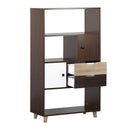 Libreria 3 Ripiani 2 Ante 2 Cassetti 154x40x74,50 cm in Legno Melaminico Rovere e Bianco