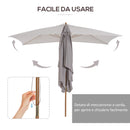 Ombrellone da Giardino 2x3 m in Legno con Copertura Rimovibile in Poliestere Grigio 