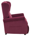 Poltrona Alzapersona Elettrica 2 Motori 75x107x84 cm con Ruote in Tessuto Dispositivo Medico 1 Rosso 