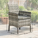 Set di 2 Sedie da Giardino con Cuscini e Braccioli in Rattan Grigio      