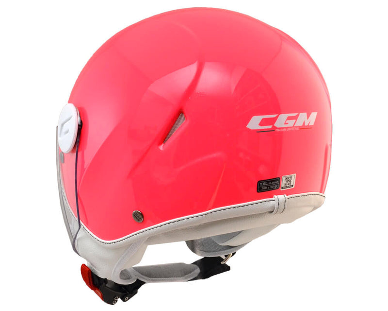 Casco Demi-Jet per Bambini Visiera Lunga CGM Magic Smile 205S Rosa Fluo Varie Misure
