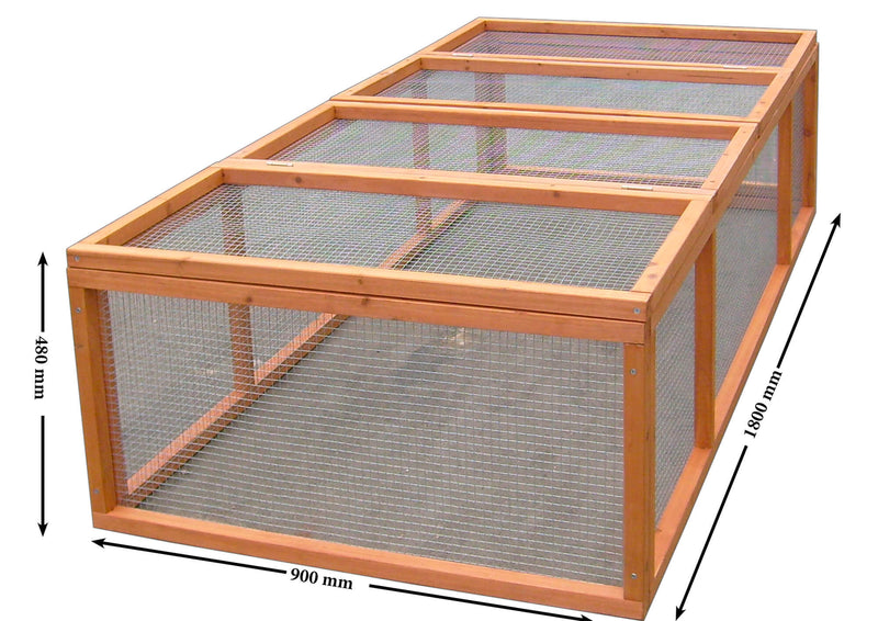 Gabbia per Conigli Conigliera da Esterno 180x90x48 cm Per 4-5 Conigli in Legno Naturale 