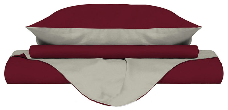 Copripiumino con Sacco e Federe Doubleface Bordeaux\/Panna Varie Misure