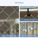 Gabbia Kennel per Cani da Esterno 400x400x232 cm in Metallo e Tetto in Tessuto Oxford Argento