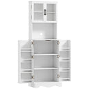 Mobile Dispensa Cucina 60x39,5x179,6 cm con 2 Armadietti e 8 Ripiani in Legno e Acrilico Bianco      