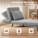 Poltrona Letto 75x88x78 cm con Schienale Regolabile e Cuscino in Tessuto Effetto Lino Grigio Chiaro      