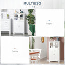 Mobiletto Bagno con due Armadietti 60x30x108,5 cm in MDF Bianco  