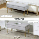Panca Fondo Letto con Contenitore 100x40x49 cm in Tessuto e Gambe in Acciaio Grigio Chiaro      