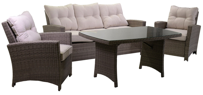 Set Salotto da Giardino Divano 3 Posti in Polyrattan Atlanta Grigio