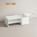 Tavolino da Caffè 110x52x36 cm con Piano Scorrevole e Ripiano Aperto e a Scomparsa in Legno Bianco      