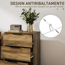 Cassettiera 3 Cassetti Antiribaltamento 62x35x82 cm in Legno e Metallo Marrone Scuro   
