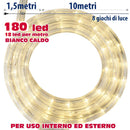 Tubo Luminoso LED da Esterno 10 m con Controller 8 Giochi di Luce IP44 Bianco Caldo      