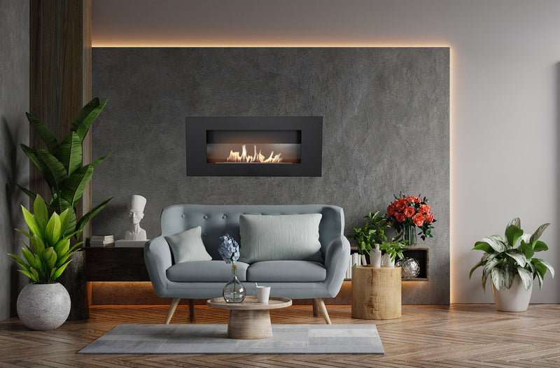 Camino a Bioetanolo da Parete 90x40 cm con Vetro o Senza Vetro Flig Kansas City