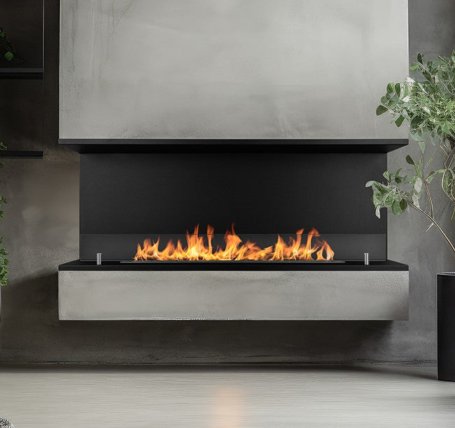 Camino a Bioetanolo da Incasso ad angolo 120x24,5x50 cm Trevi 120 Nero 