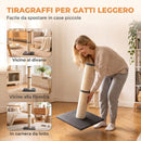 Tiragraffi per Gatti 39,5x39,5x80 cm con Corda in Sisal e Base in Truciolato e Peluche Grigio Scuro      