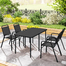 Set 4 Sedie da Giardino 56x66x91 cm Impilabili in Acciaio e PP Nero      