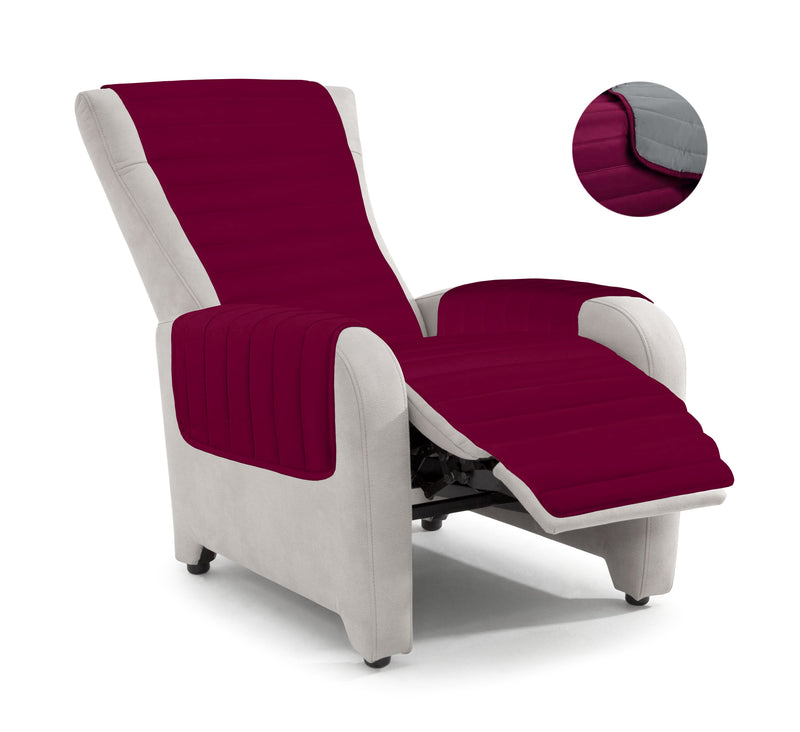 Copripoltrona Trapuntato Doubleface Bordeaux/Grigio Scuro