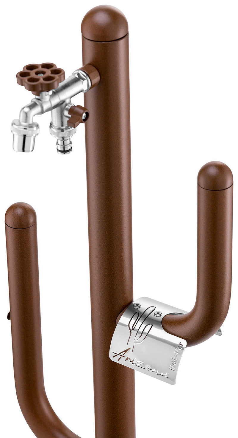 Fontana a Colonna Rubinetto Doppio in Ottone e Porta Tubo Arizona Belfer 42/ARZ Ruggine