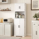 Credenza da Cucina Alta Stile Country 60x40x181,5 cm 2 Armadietti e 8 Portaspezie in MDF Bianco      