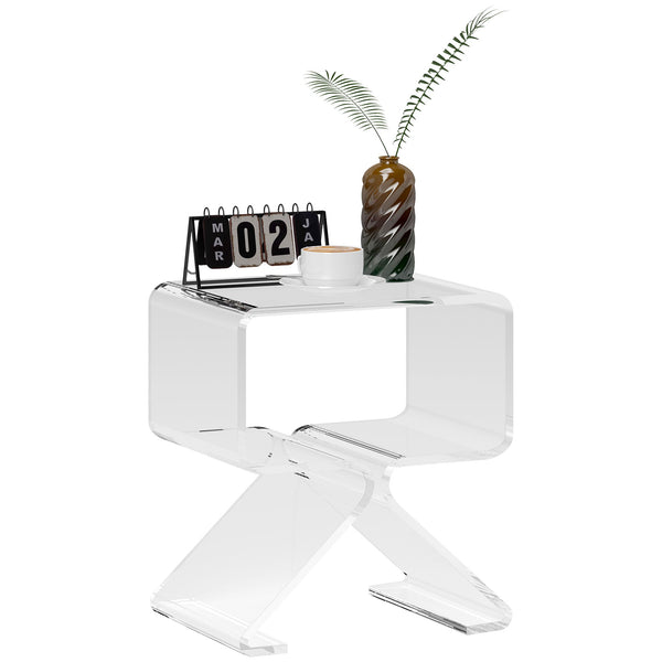 acquista Tavolino da Soggiorno Basso Design Geometrico a 2 Livelli 40x30x45 cm in Acrilico Trasparente