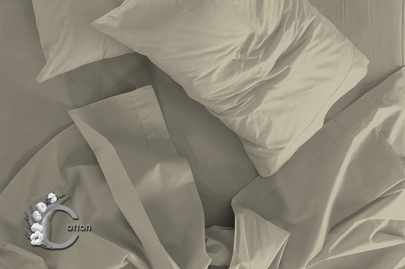 Set Lenzuola Matrimoniale Sopra Sotto e Federe Tinta Unita Tortora