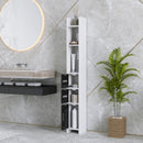 Mobile a Colonna da Bagno 15x17x120 cm con Ripiani a Giorno e Armadietti in Legno Bianco e Nero  