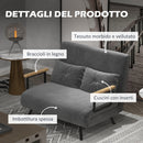 Divano Letto Schienale Regolabile 102x73x81 cm in Velluto Grigio Scuro 