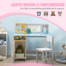 Set Tavolo e Sedie per Bambini 5+ Anni 90x45x 85 cm in Legno Bianco e Grigio      