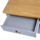 Tavolino 2 Cassetti 1 Ripiano 99x55x50,5 cm in MDF Grigio e Legno