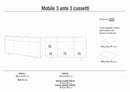 Mobile Soggiorno Madia 3 Ante 3 Cassetti 164x41x92 cm Ossido Bianco e Ruggine   