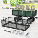 Carrello da Giardino 105x51x54 cm Capienza da 114L con Sacca Portaoggetti e Pareti Rimovibili in Acciaio Verde      
