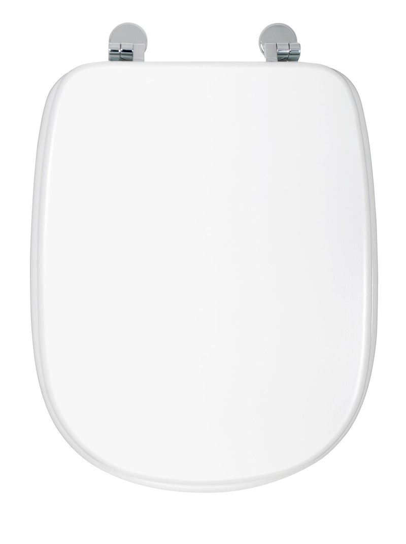 Copriwater Universale 35,5x43,3 cm in MDF Cerniere in Metallo Cromato Tesi Bianco Lucido