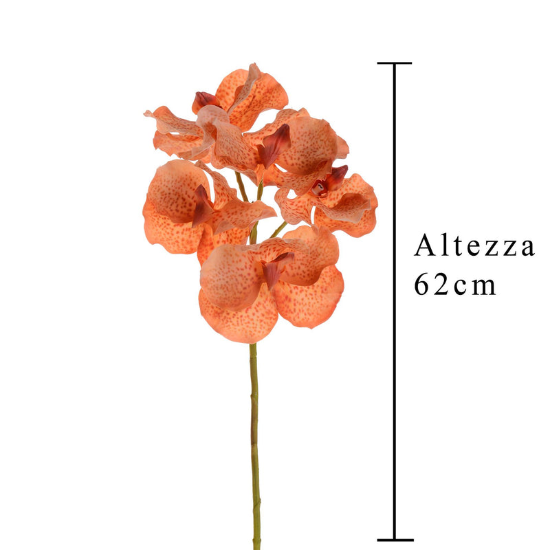 Set 3 Orchidea Artificiali Vanda Altezza 62 cm Arancio