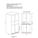 Mobile Lavanderia a Colonna per Lavatrice con Asse da Stiro e Ante Superiori 70x70x174A cm in Nobilitato Unika Olmo Bianco