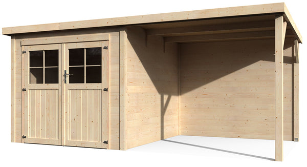 Casetta Box da Giardino per Attrezzi 4,76x2,56m Senza Pavimento con Tettoia in Legno Abete 19mm Paradis NG sconto