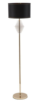 Lampada da Terra Round Glam Ø40x180 cm in Ferro Plastica e Poliestere Nero e Oro