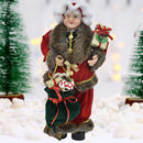 Statuina Mamma Natale Addobbo Statuetta 85 cm Vestiti Tessuto e Sacco Natalizio