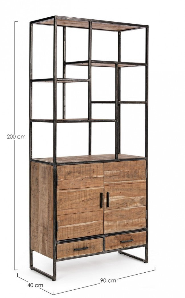 Libreria 2 Ante 2 Cassetti 90x40x200h cm Elmer 