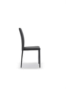 Set 4 Sedie Leda 42x52x96 cm in Tessuto Easy-Clean Gambe Rivestite in Tinta Nero      