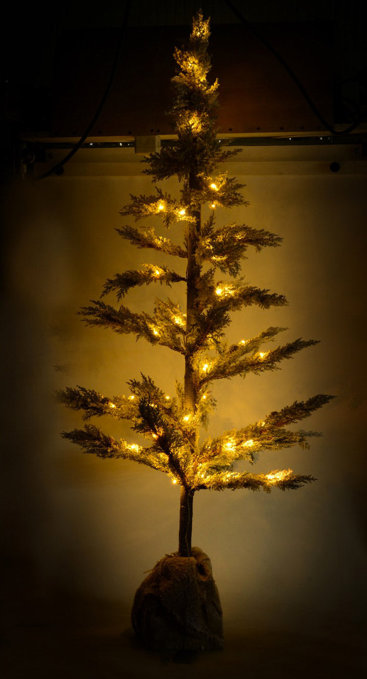 Albero di Natale Luminoso con LED e Pigne in PVC H170cm Juta Verde Innevato