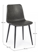 Set 2 Sedie 44x50x80h cm Kyra Pu Antracite Vintage 