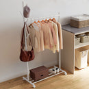 Appendiabiti da Terra 86x43x171 cm Portata 9 kg con Ruote 5 Ganci e Ripiano Inferiore Porta Scarpe in Metallo Bianco      