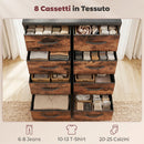 Cassettiera 8 Cassetti Stile Industriale 84,5x30,5x100 cm in Metallo e Legno Marrone Rustico      