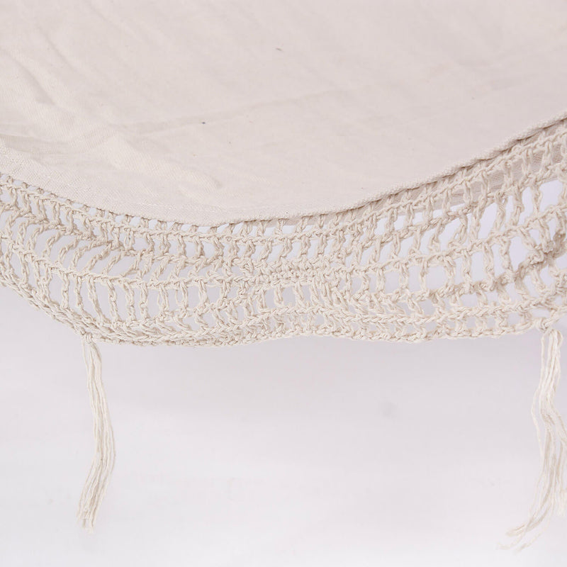 Amaca Sedia Sospesa ad Altalena 80x200 cm in Policotone e Legno di abete Tessuto Beige