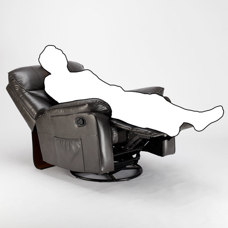 Poltrona Relax Reclinabile Manuale 90x74x130 cm in Similpelle Grigio Scuro