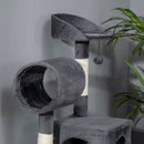 Albero per Gatti con Tiragraffi 48x48x125 cm Casetta Amaca Letto e Tunnel in Truciolato Peluche e Sisal Grigio