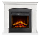 Camino Elettrico da Pavimento Effetto Fiamma 107x24x95,2 cm 900W/1800W Cornice in Legno Bianco