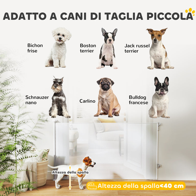 Cancellino per Cani Regolabile per Cani Piccoli Estensibile e Retrattile 0-140x86,5 cm Bianco   