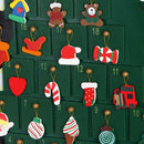 Calendario dell'Avvento Babbo Natale con Albero 51x38x7 cm con 24 Cassetti e 24 Addobbi in Legno Multicolore      