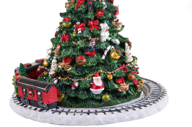 Abete Carillon con Treno Musica e Movimento H16 cm in Resina